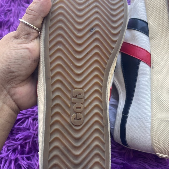 Gola Cream Sneakers with Red and Navy Stripes - Picture 5 of 7